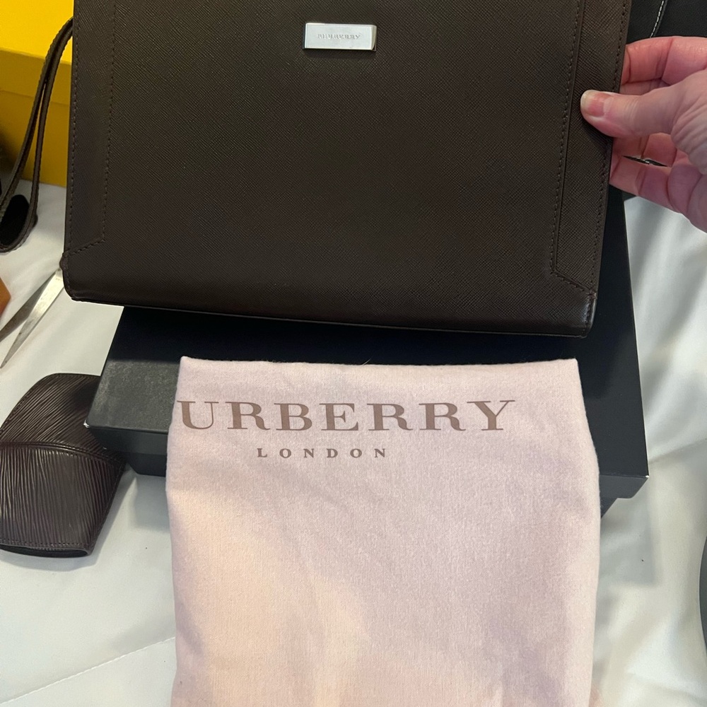 Burberry Textured Brown Leather Accessory